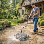 PROFESJONALNY PATIO CLEANER SZCZOTKA DO KOSTKI BRUKOWEJ 61CM NA KÓŁKACH 